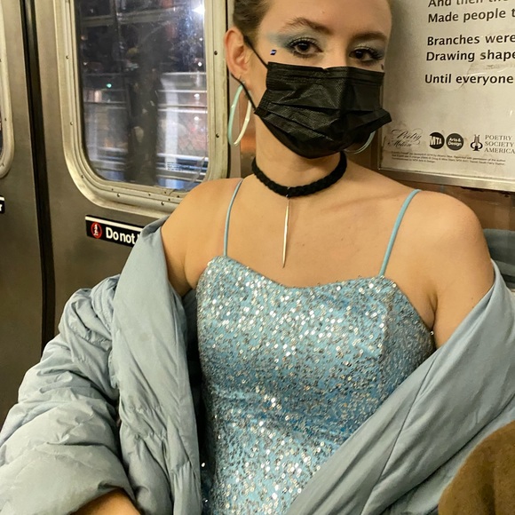 Vintage blue Cinderella prom dress sequins - Picture 8 of 8